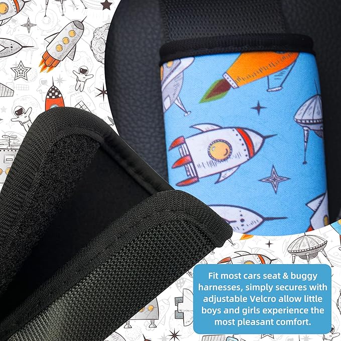 Seat Belt Cover for Kids, Seat Belt Pad for Boys Girls, Car Seat Straps Shoulder Pads for Kids, Kid's Seat Belt Cushion, Shoulder Strap Pad, 1 Piece （Spaceman）