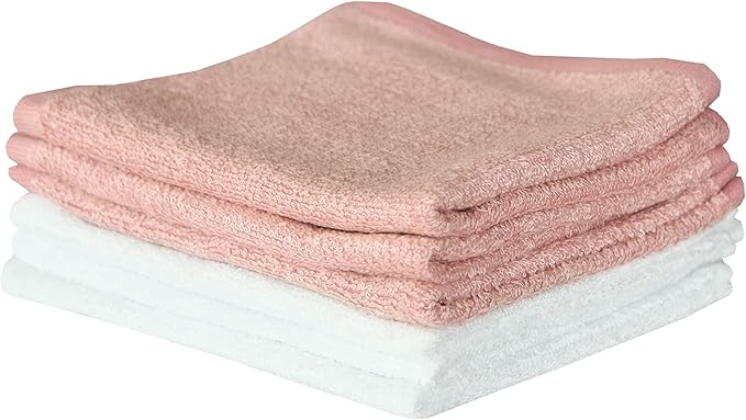 Copper Pearl 6 Ultra Soft Baby Bath Washcloths Premium Large Soft Darling (Pink/White) 11" x 11" Towels