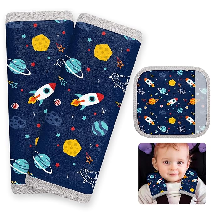 Seat Belt Cover Pad for Baby, Soft Seatbelt Cushion Covers for Kids 2Pcs Car Seat Strap Shoulder Pads for All Car Seats, Stroller, High Chair