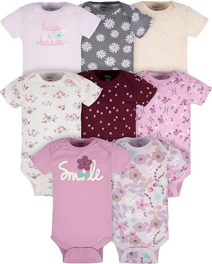 Gerber baby-girls 8-pack Short Sleeve Onesies Bodysuits