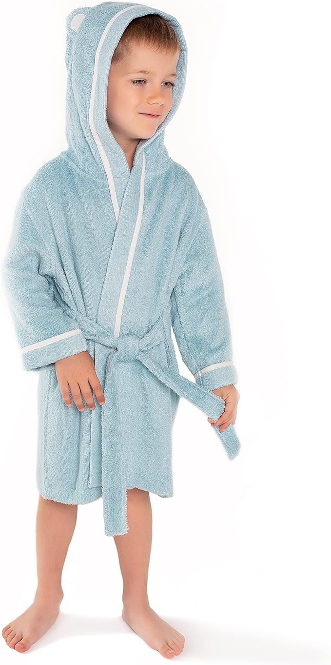Premium Soft Toddler Bathrobe - Rayon from Bamboo Toddler Robe with Hood - Kids Boys & Girls Robe