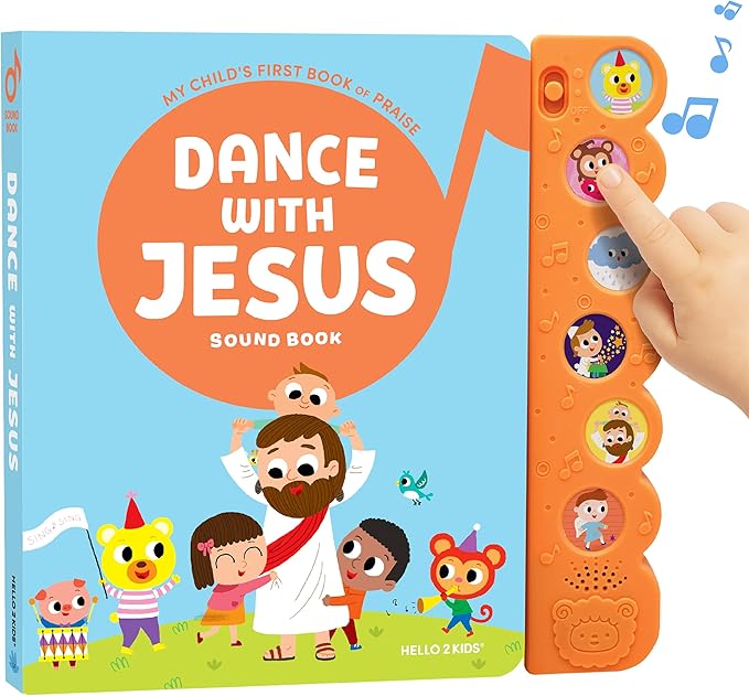 Dance with Jesus Christian Sound Books for Kids - 6 Bible Songs - Baptism, Christening, Dedication Gifts for Boys and Girls - Religious Toys, Music Books for Toddlers 1-3
