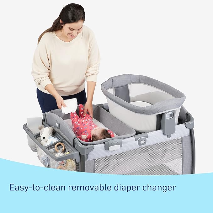 Graco Pack ’n Play Sit ’N Grow Playard, Portable Infant Bassinet, Adjustable Seat, Built‑In Storage