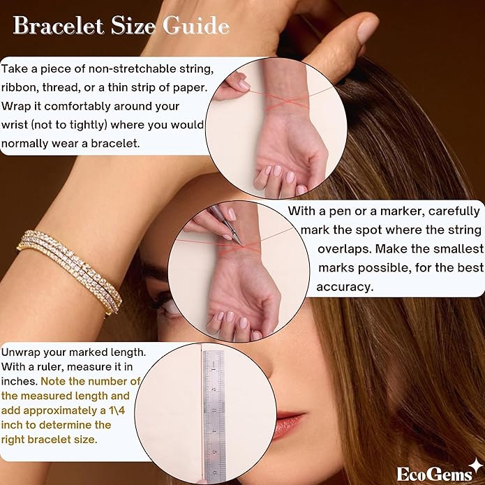EcoGems Moissanite Tennis Bracelet for Women and Men – 18K White or Yellow Gold Plated Sterling Silver – Lab Grown D Color VVS Clarity Stones – Elegant Gift Box Included