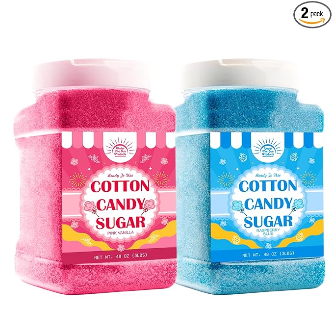 Cotton Candy Floss Sugar Package of 2ct-(Pink Vanilla and Blue Raspberry)-3lb Each Flavor- (2ct-3lb Jars)