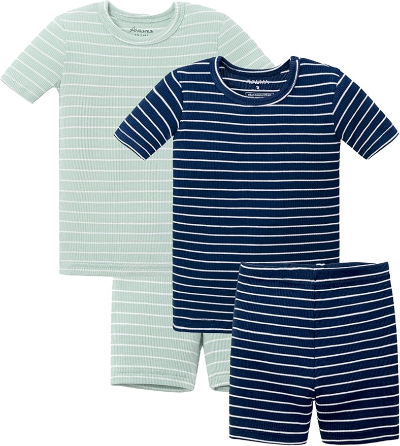 AVAUMA Stripe Pattern Baby Boys Girls Pajama Set Kids Toddler Snug fit Ribbed Sleepwear pjs for Daily Life Style