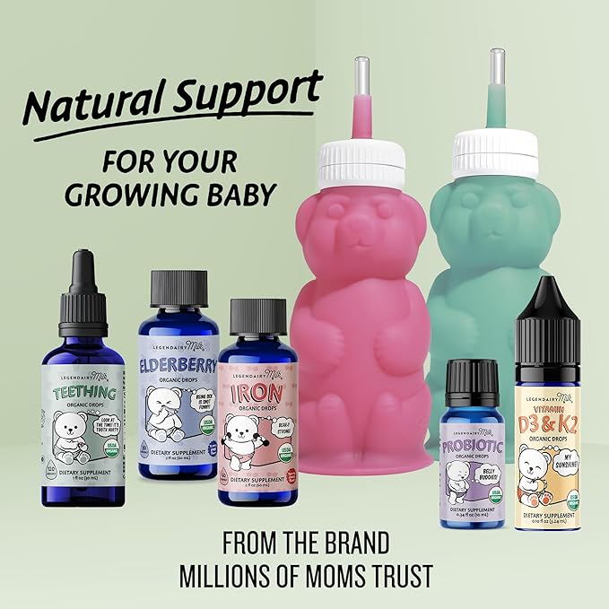 Legendairy Milk Organic Teething Drops - Baby Teething Relief Drops, Clove and Chamomile - Ideal for Babies and Toddlers - Sugar Free, 120 Servings