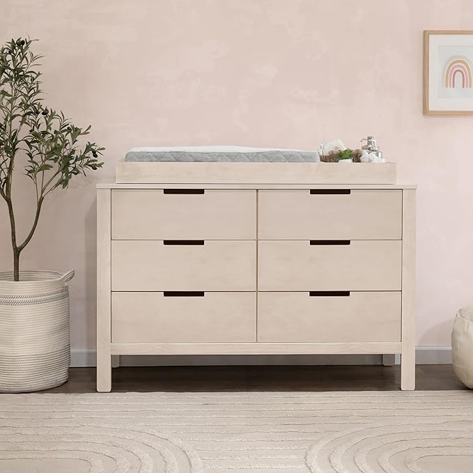 Carter's by Colby 6-Drawer Baby Dresser for Bedroom - Kids Dresser for Boys & Girls - Double Chest of Drawers for Nursery - Versatile Wooden Dresser for Living Room & Hallway - Washed Natural