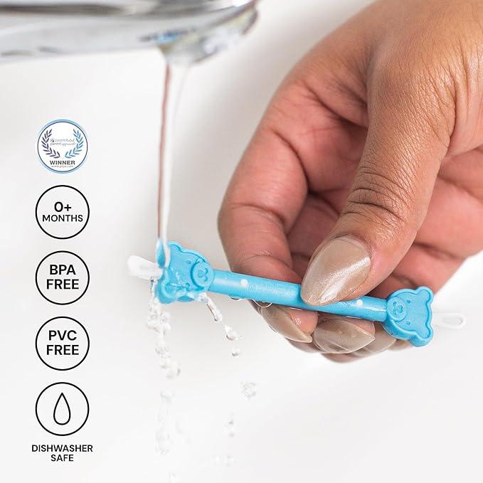 oogiebear: Baby Nose Cleaner & Ear Wax Removal Tool - Safe Booger & Earwax Removal for Newborns, Infants, Toddlers - Dual-Ended - Essential Baby Stuff, Diaper Bag Must-Have, Orange & Seafoam with case