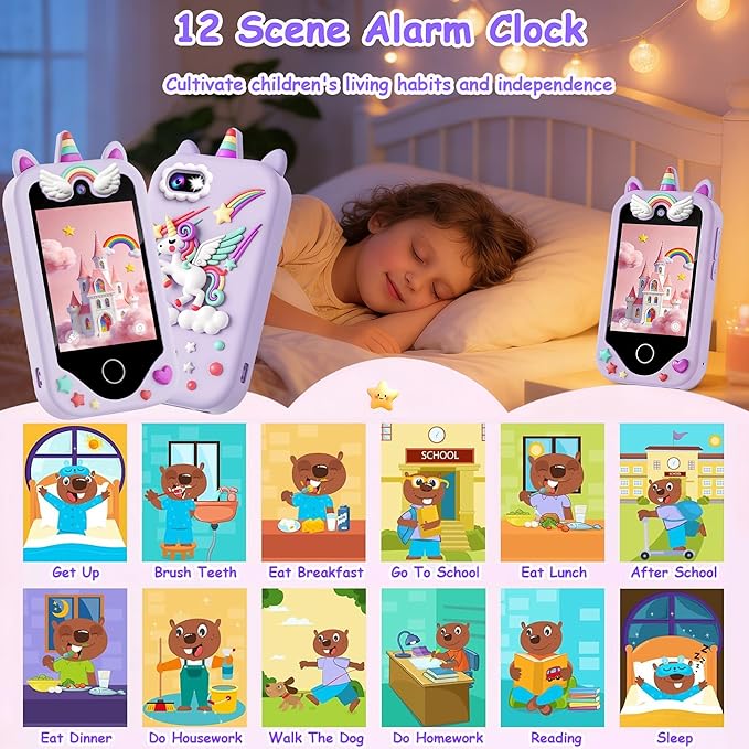 Kids Smart Phone for Girls, Children Christmas Birthday Gift for Age 3, 4, 5, 6, 7, 8 Year Old, Kids Phone Toy with Touchscreen, Dual Camera, Game, Learning Play Toy, Toddler Mp3 Player