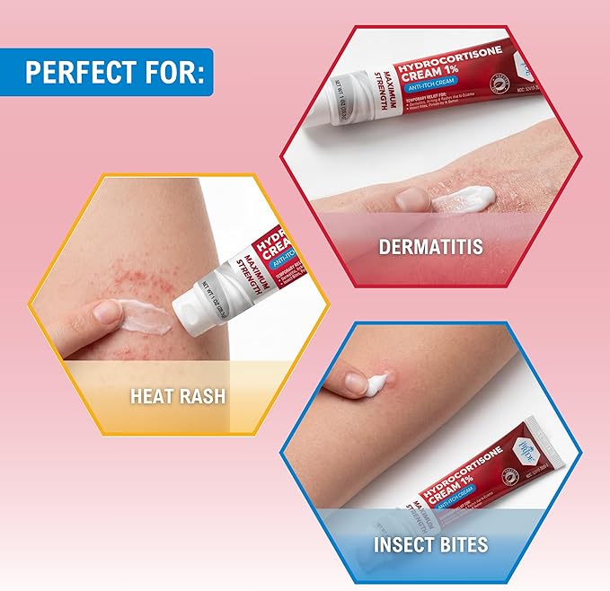 MED Pride Hydro Cortisone (Hydrocortisone) Cream 1% OTC Bulk Pack of 4 X 1 Oz Anti-Itch Ointment for Rash, Eczema, Bug Bites