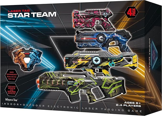 Laser Tag, Lazer Tag Sets with Gun and Vest Set of 4, Gift Ideals for Kids Age 8+ Year Old Cool Toys, Outdoor Game for Teenage Boys, Girls,Adults and Family