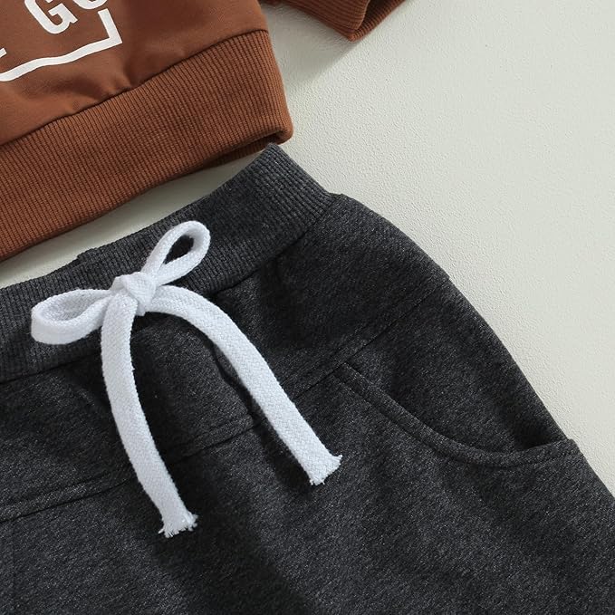 Toddler Baby Boy Fall Outfit Crewneck Long Sleeve Sweatshirt Tops Elastic Pants Jogger Cute Newborn Winter Clolthes Set