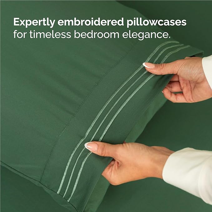 Twin XL Size 3 Piece Sheet Set - Comfy Breathable & Cooling Bed Sheets Set - Hotel Luxury Bedding for Women, Men, Kids, Teens, Boys & Girls - Deep Pockets and Wrinkle Free - Oeko-Tex - Emerald Green