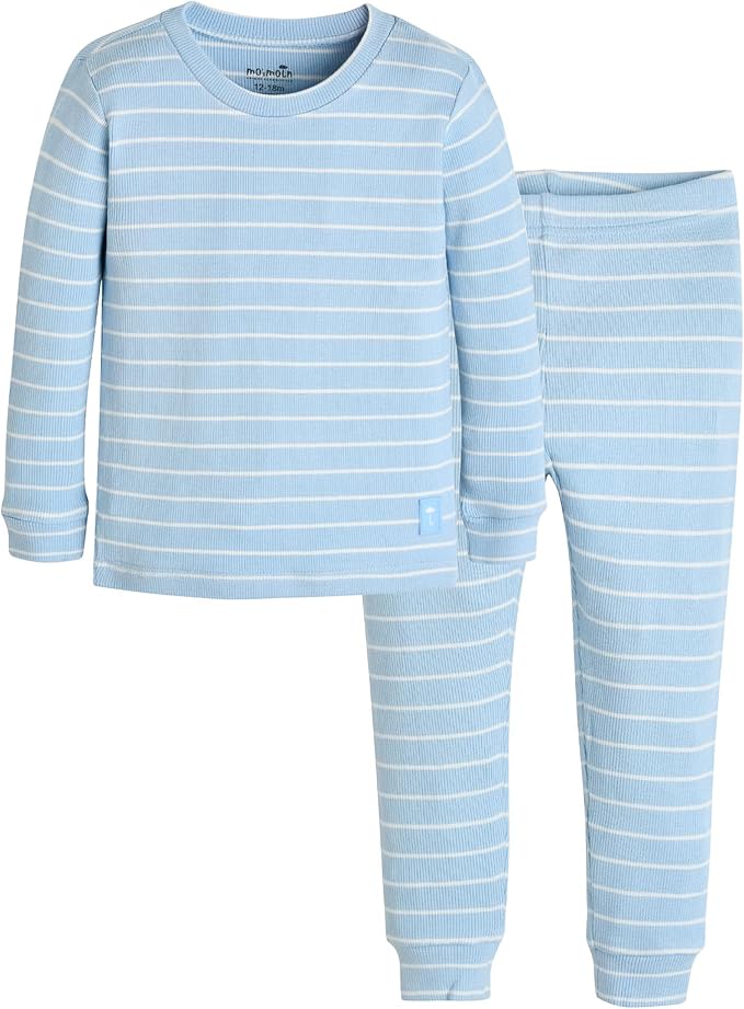moimoln Stripe Pajamas Set 12M-8Y Ribbed Unisex Baby & Toddler, Soft Viscose, Snug-Fit, Everyday Sleepwear