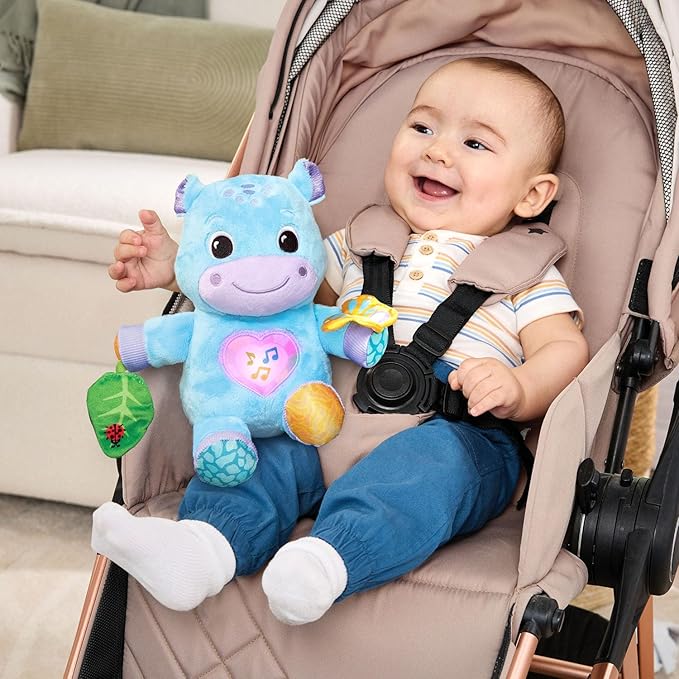 VTech Baby Hug-a-Hippo Musical Plush Toy with Lights and Textures, Blue