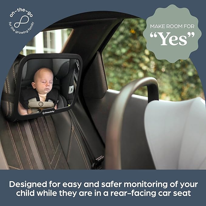 Dreambaby 360° Adjustable Rear Facing Baby Car Mirror - Wide Angle, Clear View Backseat Infant Mirror for Car