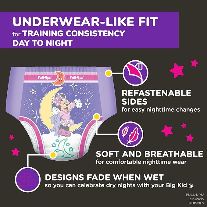 Pull-Ups Girls' Night-Time Potty Training Pants, Size 5T-6T Overnight Training Underwear (46-60 lbs), 44 Ct