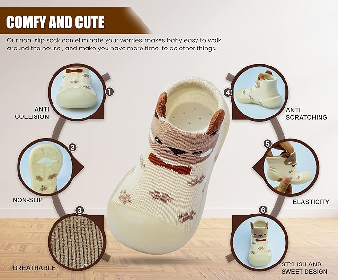 Baby Sock Shoes Boys Girls First Walking Shoes Non-Slip Slippers Soft Sole Sneakers Toddler Infant Babygirl