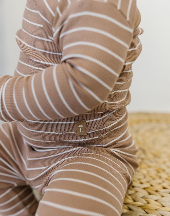 moimoln Stripe Pajamas Set 12M-8Y Ribbed Unisex Baby & Toddler, Soft Viscose, Snug-Fit, Everyday Sleepwear