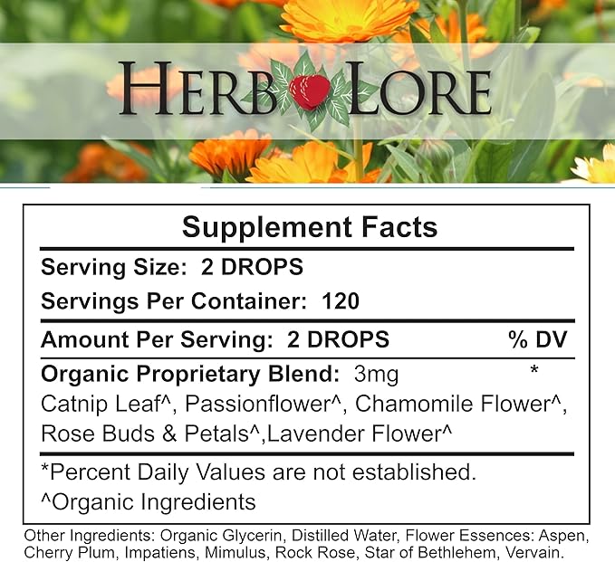 Herb Lore Teething Tincture - Soothing Herbal Drops with Passionflower, Catnip & Chamomile for Babies & Toddlers - Liquid Tincture for Gums - 2 fl oz