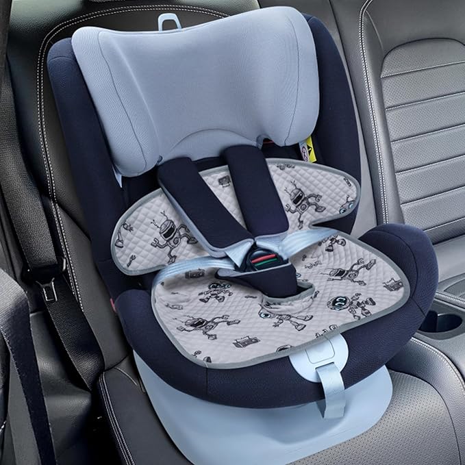 Babenest Car Seat Potty Protector Cover -Waterproof Carseat Training Liner for Baby &Toddler Shower Gift, Dry Piddle Pee Pad with Fun Designs for Strollers & Infant Car Seats (2pcs Robot-Grey)