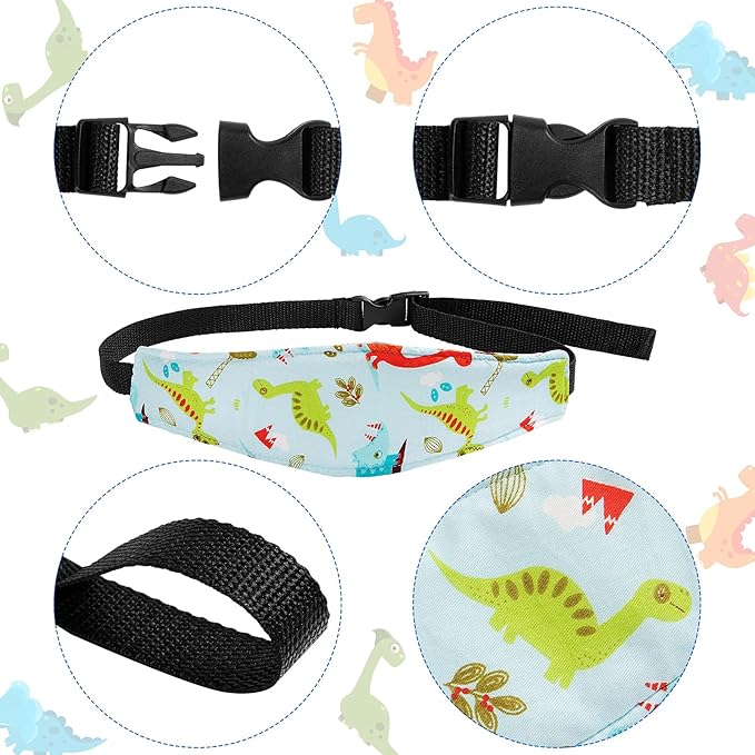 HESTYA 2 Pcs Carseat Head Support Toddler Stroller Seat Headrest for Sleeping Traveling Neck Relief Headband Strap for Kids Children Toddler Infant(Dinosaur and Dolphin)
