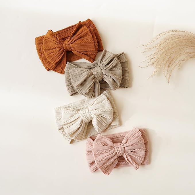 Prohouse 8 Pack Baby Headbands Soft Nylon Hairbands Hair Bows for Newborns Infants Toddlers and Baby Girls Elastic Hairbands for Daily Wear, Photoshoots