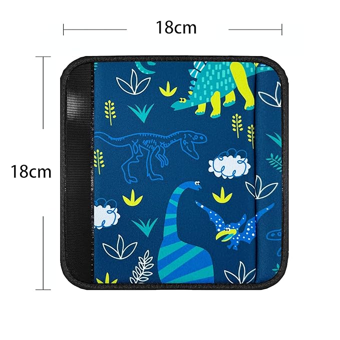 2 Pack VegaPunkLab Seat Straps Shoulder Pads for Kids - Seat Belt Cover Pad, Perfect for Car Booster Seats, Strollers, High Chair, Backpacks, and More, Dinosaur