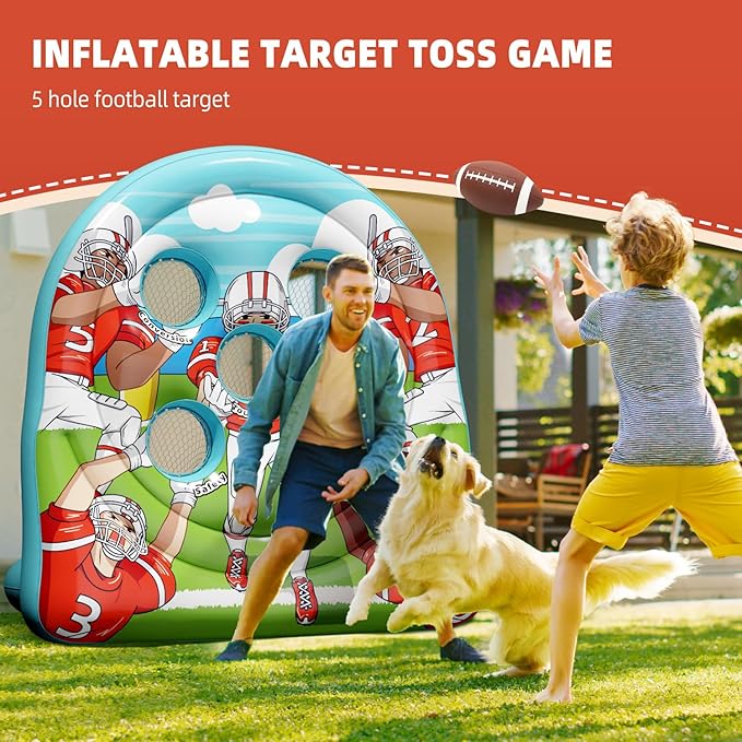 6FT Giant Inflatable Football Target Toss Game - Fun Indoor & Outdoor Yard Games for Kids & Adults, Football Party Throwing Games, Carnival Games, Camping & Tailgate Lawn Activities