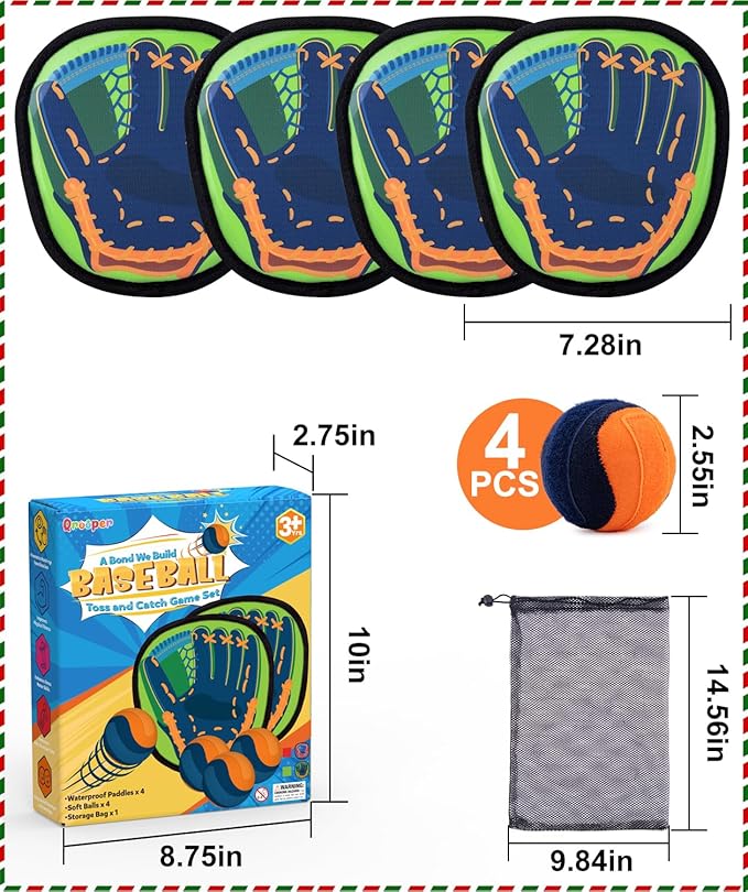 Toss and Catch Ball Game Kids Toys for 3 4 5 6 7 8 Year Old Boys Girls Birthday Gift, Valentines Day Gifts Outdoor Games Yard Play Beach Pool Toys for Kids Ages 4-8 8-12 Toddler Baseball Glove