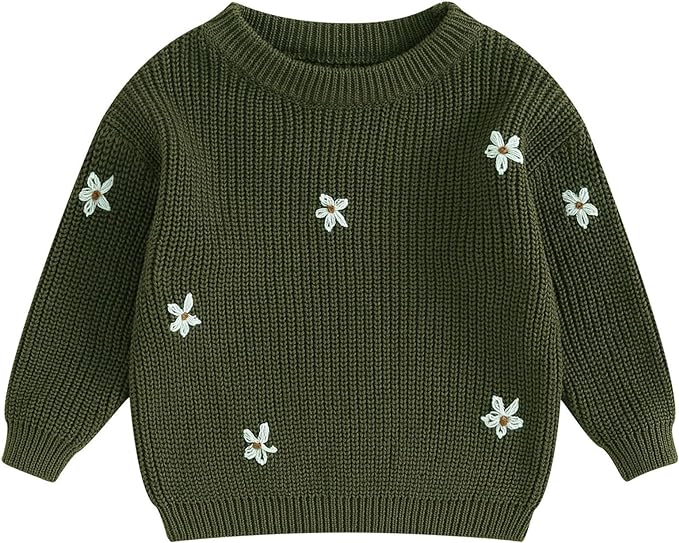 Mubineo Baby Girl Winter Clothes Cute Flower Sweater Crewneck Pullover Long Sleeve Knit Newborn Infant Sweaters