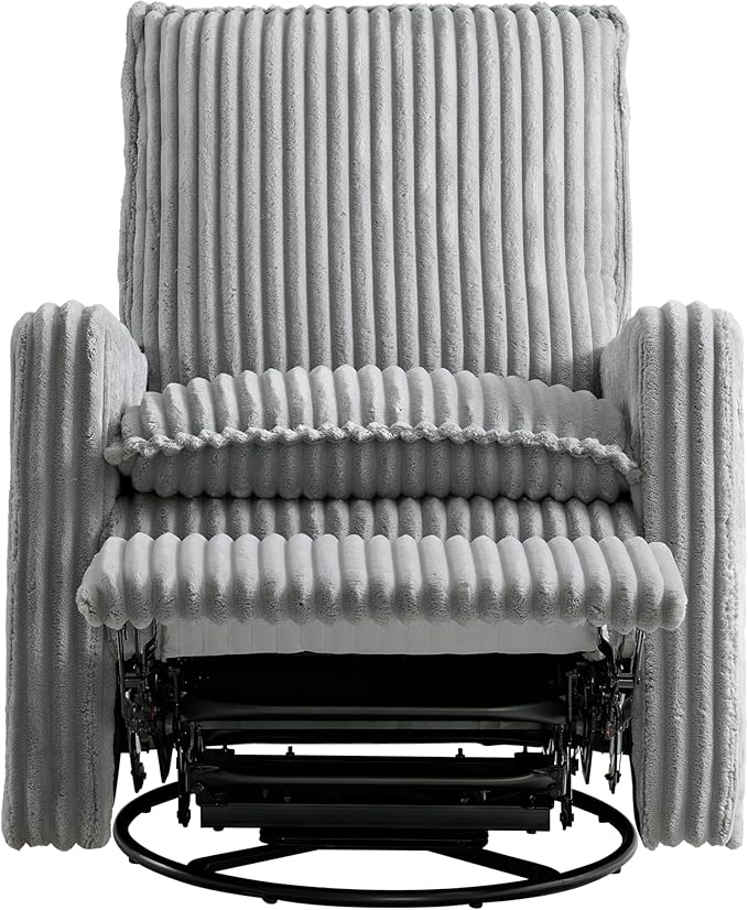 Oxford Baby Uptown Upholstered Swivel Glider and Recliner Nursery Chair - Corduroy, Ash Gray