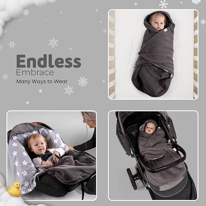 Car Seat Blankets for Babies Winter - Stroller Footmuff Carseat Cover Baby 5 Point Harness - Swaddle Bunting Bag Gift Christmas (White)