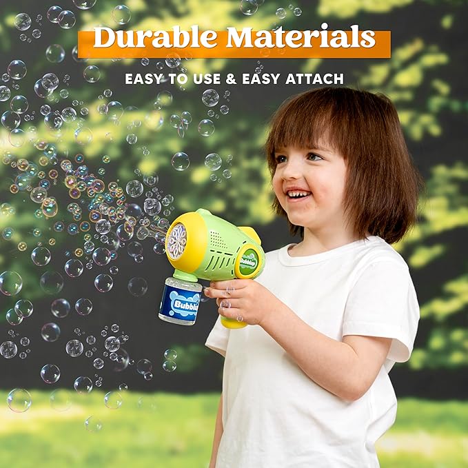 JOYIN 2 Kids Bubble Guns with 4 Bottles Solution, Automatic Bubble Machine Gun with 8 Holes for Kids, Adults, Summer Toys, Easter Basket Stuffers, Birthday Gift, Party Favors