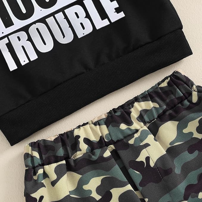 wdehow Toddler Kids Baby Boy Fall Outfits 1T 2T 3T 4T 5T Letter Print Long Sleeve Tops Camouflage Pants Winter Clothes Sets