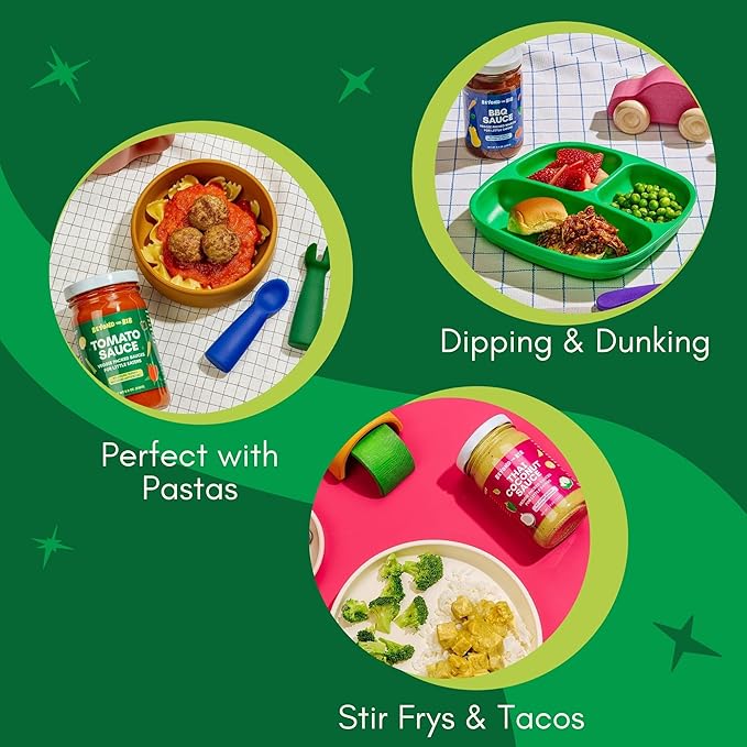 Beyond the Bib - Toddler and Kids Healthy Meal Sauces and Dips - Made with Vegetables, No Added Sugar, No Salt, No Artificial Ingredients - Ready to Eat - For 24+ Months (Tomato, BBQ, Thai Coconut)