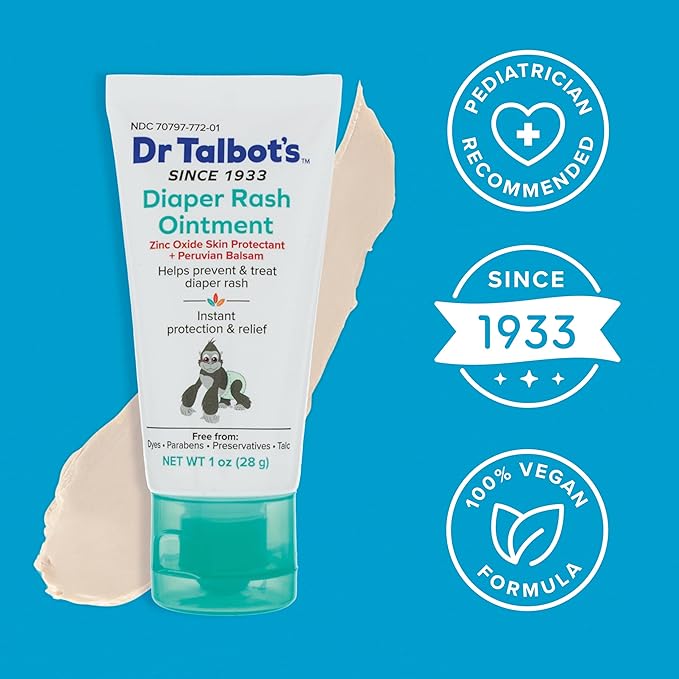 Dr. Talbot's Baby Diaper Rash Ointment - 1 oz - Zinc Oxide Skin Protectant with Peruvian Balsam - Treats and Prevents Rash
