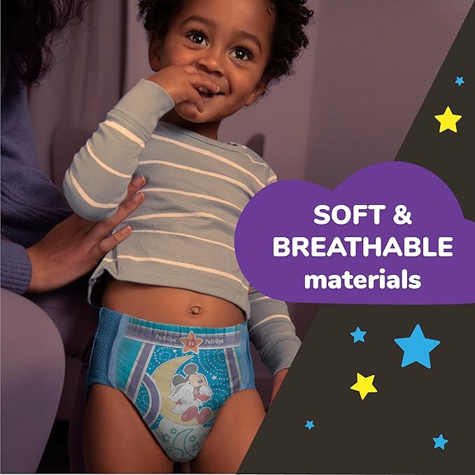 Pull-Ups Boys' Night Time Potty Training Pants, Size 3T-4T Overnight Training Underwear (32-40 lbs), 108 Ct