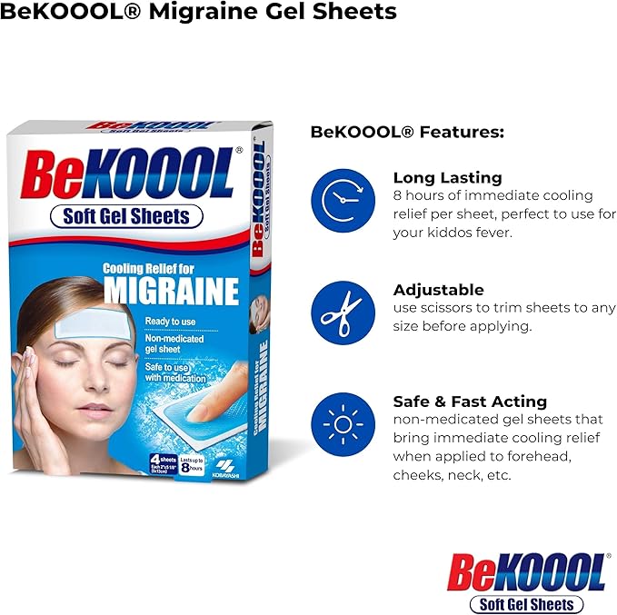 BeKOOOL Migraine Gel Sheets - 4 Count