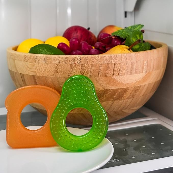 Dr. Brown's AquaCool Water-Filled Teether, Cooling Baby Teether Toy for Sore Gums, Avocado Toast Shapes, BPA Free, 3m+, 2-Pack