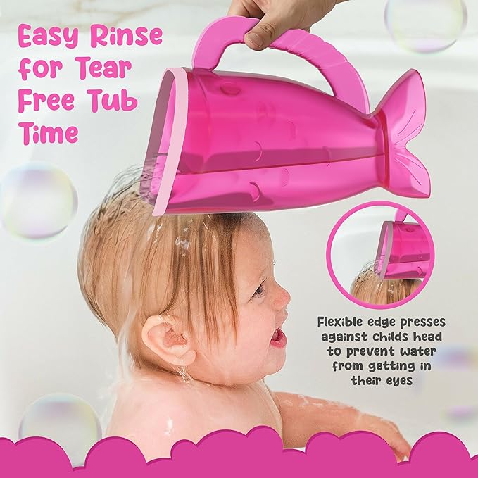 Pink Baby Rinser Cup and Bath Pail - Tear-Free, Non-Toxic, BPA-Free Accessory for Kids of All Ages - Provides Gentle, Safe, Enjoyable Bathing