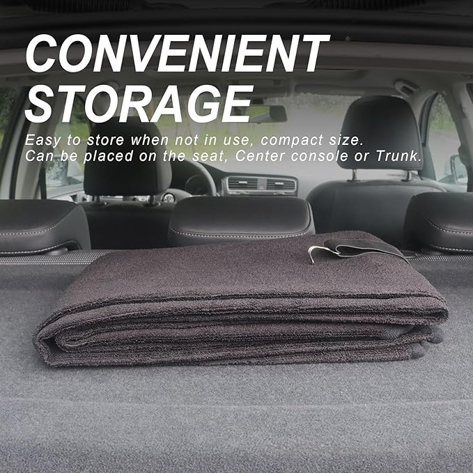 Sweat Towel Car Seat Cover Protector Front Seats for Gym Workout, Running, Swimming, Beach and Hiking, Waterproof Universal Seat Cover for Car, Truck, Van & SUV (Black, 1pcs Front Seat)