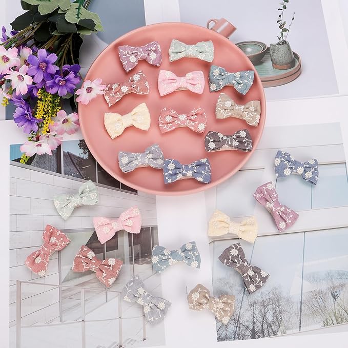 JESSCAT 22 Pcs Hair Clips for Girls with Bows Flower, Fully Lined Alligator Clips and Barrettes, Fabric Handmade Barrettes Hair Accessories for Girls Baby Infants Toddler Kids