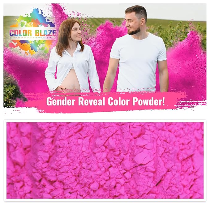 Color Blaze Baby Gender Reveal Color Powder Packets - 75 g Each - 10 Packs of Pink Colored Powder for Girl - For Car & Motorcycle Burnout, Exhaust, Color Toss, Photoshoot, Party & Festival - Pink