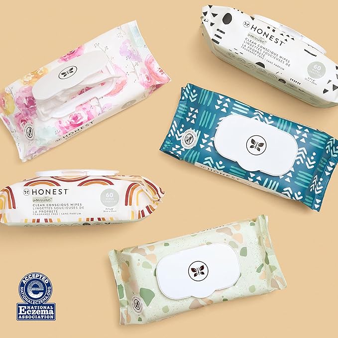 The Honest Company Hypoallergenic Multi-Use Baby Wipes for Sensitive Baby Skin, Balance Blues, 60 Count