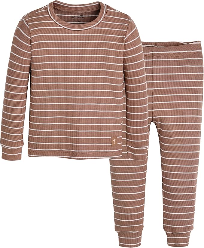 moimoln Stripe Pajamas Set 12M-8Y Ribbed Unisex Baby & Toddler, Soft Viscose, Snug-Fit, Everyday Sleepwear