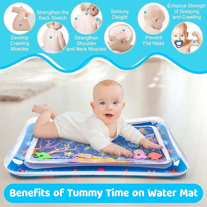 Tummy Time Water Mat丨Inflatable Tummy Time Water Play Mat for Babies, Infants and Toddlers 3 to 24 Months Promote Development Toys Baby Toys essentials and Gifts