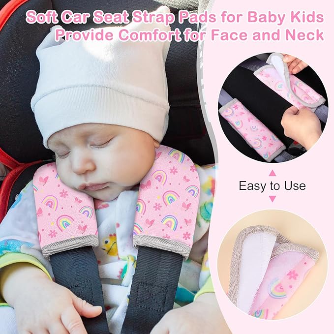 Seat Belt Cover Pad for Baby, Soft Seatbelt Cushion Covers for Kids 2Pcs Car Seat Strap Shoulder Pads for All Car Seats, Stroller, High Chair