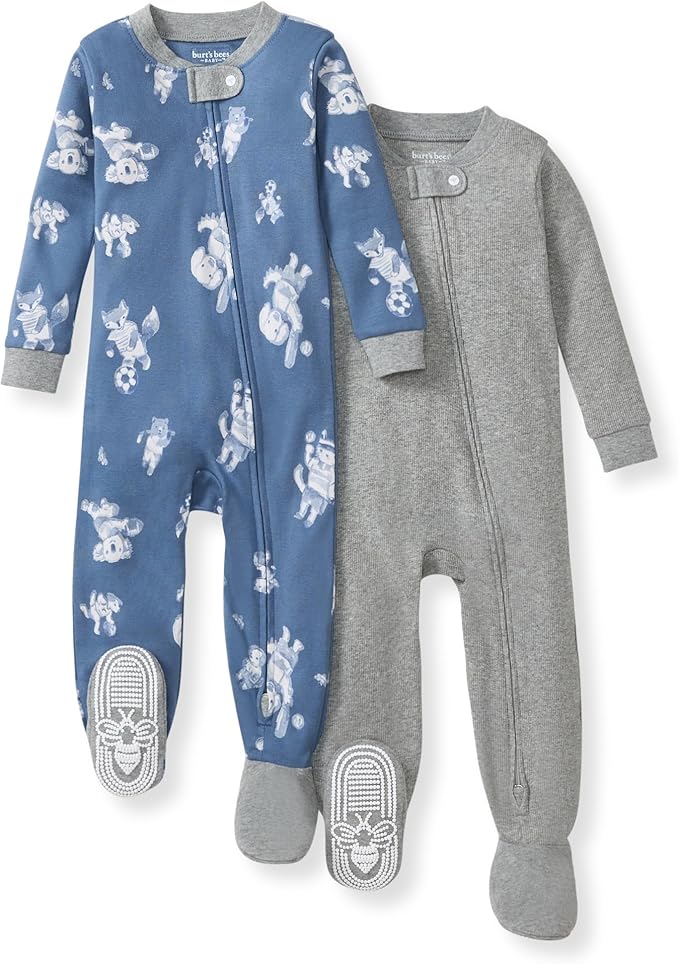 Burt's Bees Baby baby-boys Sleeper Pjs, 100% Organic Cotton, One-piece Footie, Zip Up Jumpsuit, Snug Fit Pajamas